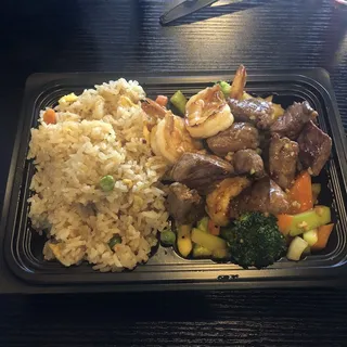 H6. Hibachi Shrimp 4 Pieces and Steak 3 oz.