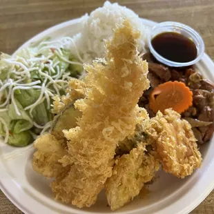 Chicken teriyaki and tempura combo