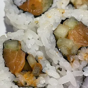 Close up of spicy salmon