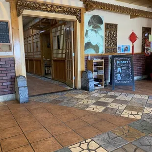 the entrance to the restaurant
