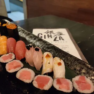 a plate of sushi on a table