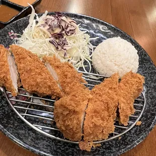 Pork Katsu Cabbage Salad White Rice
