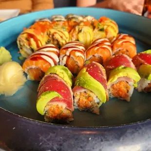 a plate of sushi