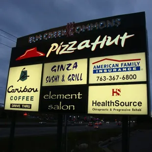 Main light-board sign, clearly visible from Hwy. 169.