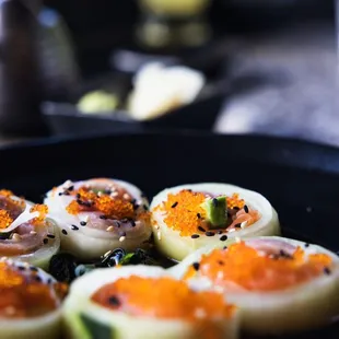 a plate of sushi