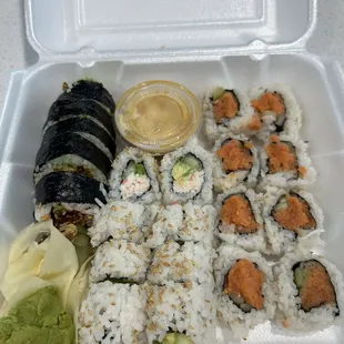 Spider Roll, California roll, spicy tuna roll