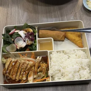 Bento box with teriyaki chicken