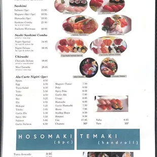 Sushi and Sashimi, Hosomaki and Handrolls