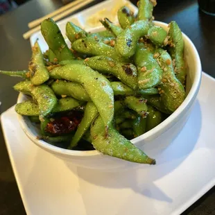 Spicy Garlic Edamame