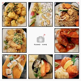 a collage of different dishes