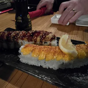 Mango roll and Dragon roll