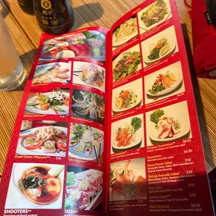 Ginza-style sashimi, salads