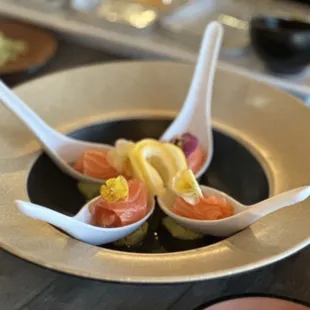Salmon yuzu. New menu