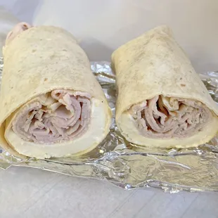 Build Your Own Sandwich: roasted turkey, fresh mozzarella, mayo, onions, in a wrap.