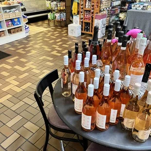 a variety of wines on a table