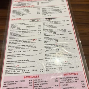 menu