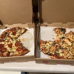 Deluxe and Garden Veggie medium pizzas