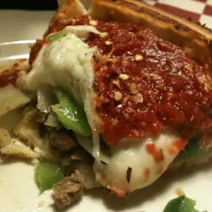 special stuffed pizza( sausage, green peppers, onions and mushrooms)