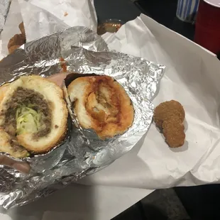 Cheesesteak Sub, Chicken Parmesan Sub, Fried Mushrooms
