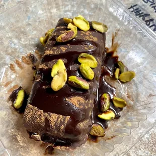 Chocolate baklava w/ pistachios, yummy dessert, $6.95