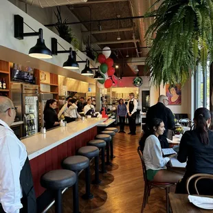Only 6 tables inside plus 7 stools, maybe 31 maximum inside.  More seating Al fresco.
