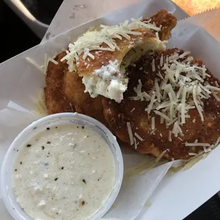 Ravioli and Alfredo sauce