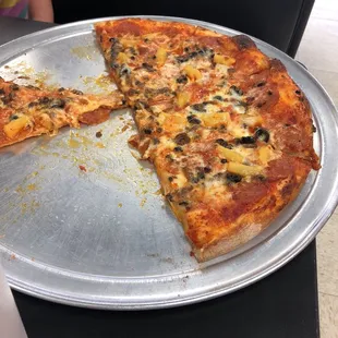 a half eaten pizza