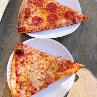 Slices of pepperoni and cheese.