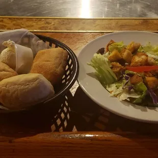 two plates of food on a table