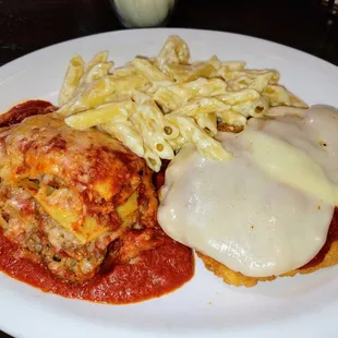 Italian Trio (lasagna, chicken parmesan, penne alfredo)