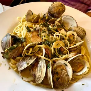 Linguini &amp; Clam: linguini noodles served with fresh clams in garlic white wine sauce