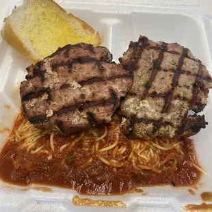 Italian Sausage Patties and Spaghetti