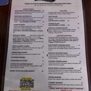 Menu side 1