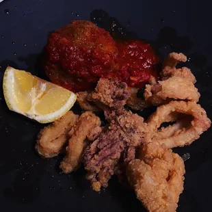 Fried Calamari and Meatballs