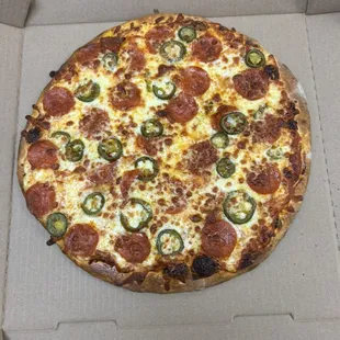 Pepperoni and jalapeños
