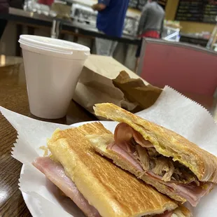 Cafe con leche and Cuban sandwich