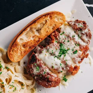 Chicken Parmesan with Alfredo