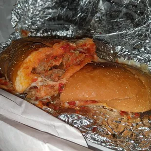 Sausage Parm sub w extra sauce