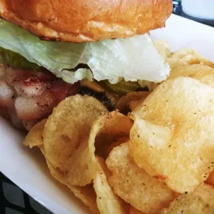 a sandwich and chips