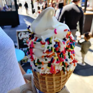 Waffle cone with sprinkles