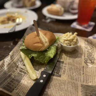 Wagyu Cheeseburger with a side of mac