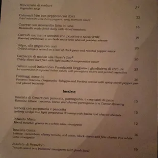 Desert menu