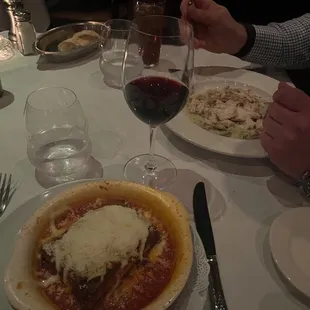 Eggplant Parmigiana and Risotto with chicken