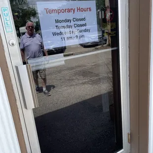 Hours have changed! Temporarily