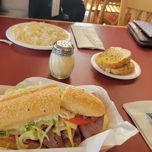 Italian combo sub and chicken Alfredo (comes with garlic bread)