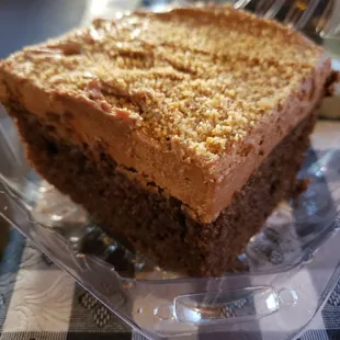 Peanut butter frosted chocolate cake