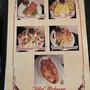 Appetizer menu