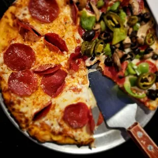 Half pepperoni  half supreme