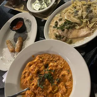 Homemade Fried Cheese Sticks  SO AMAZING. Chicken Piccata, and tortellini with meat sauce (special request).