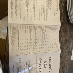 menu